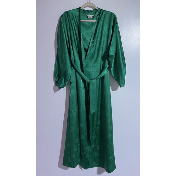 Christian Dior Other - Vtg Christian Dior Satin Robe Women P Green Floral Christmas Sexy Romantic USA